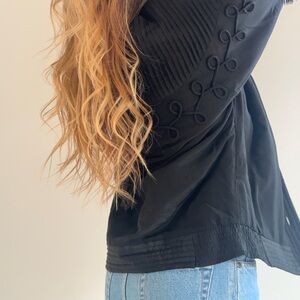 Vintage Perlita Black Silk Jacket Women’s Size S – Elegant Oversized Style